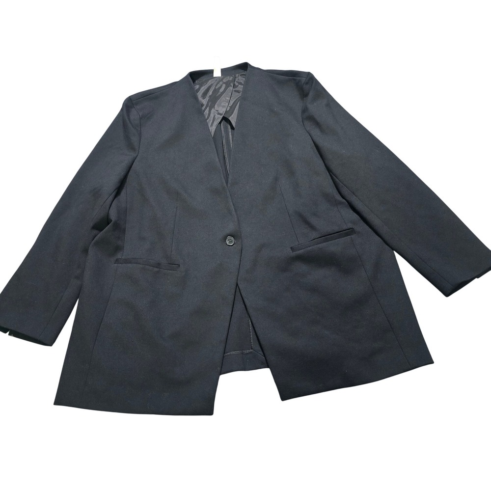 Spanx Perfect  Blazer Women 2X Black Collarless Single Button Ponte Knit
